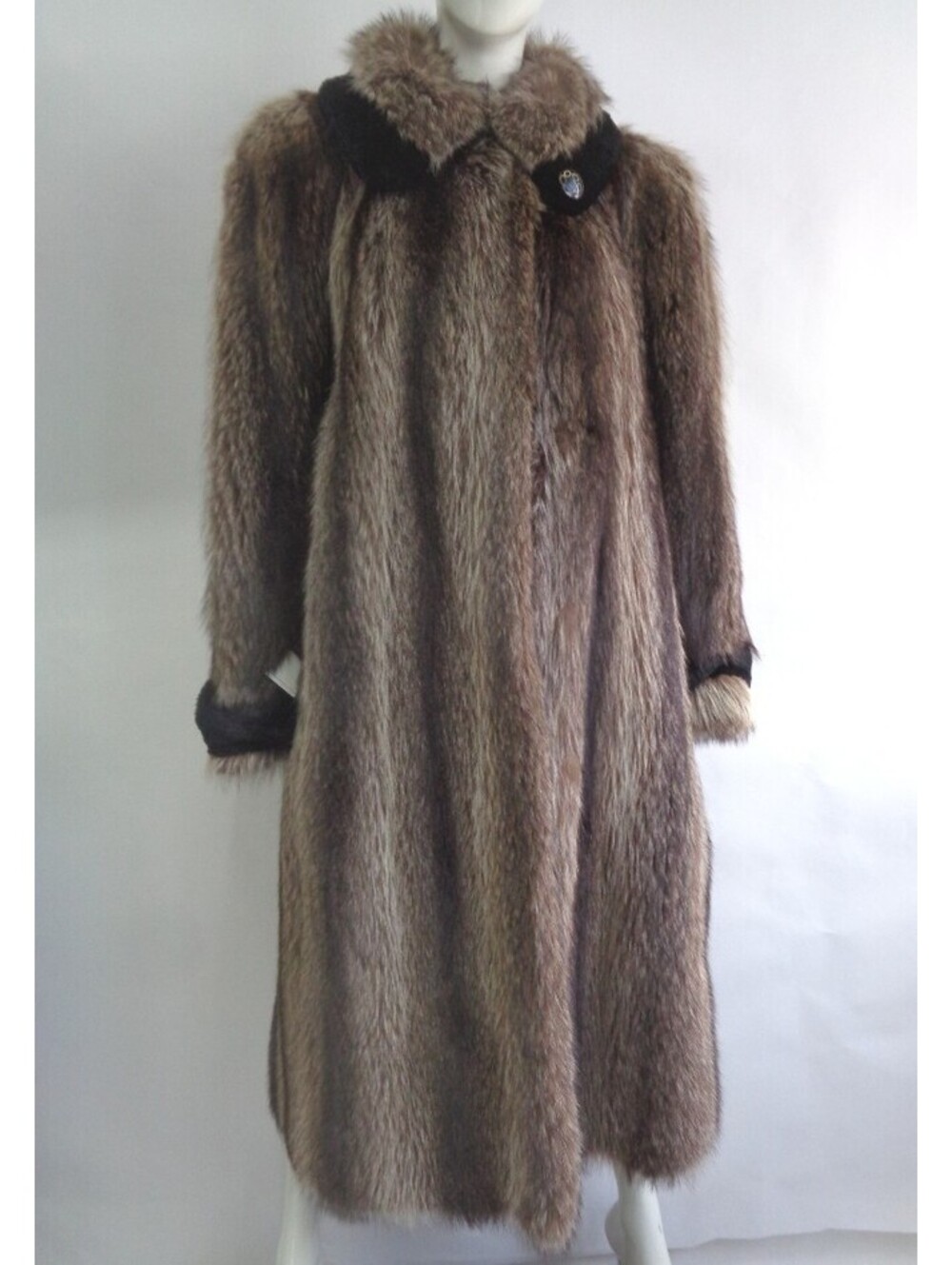 Excellent Raccoon & Sheared Beaver Fur Coat Jacket Women Woman Size 8 Medium